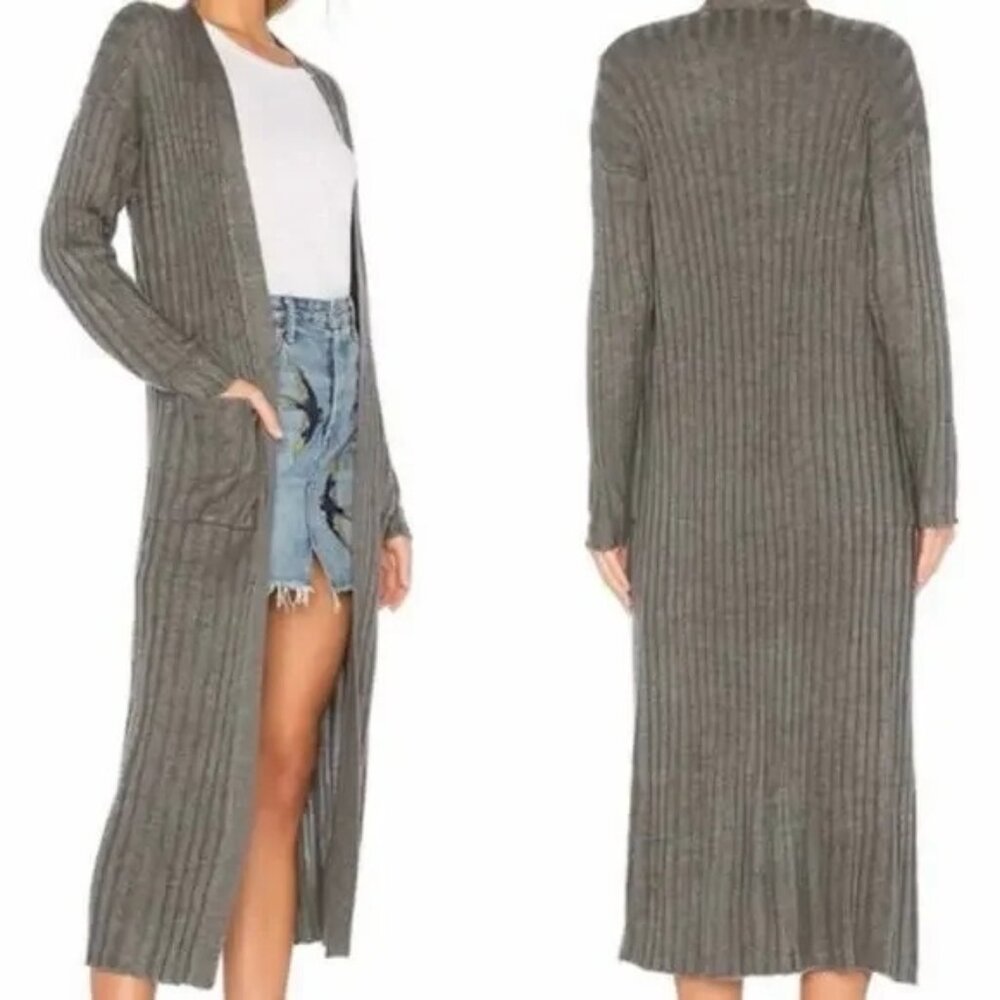 Lovers + Friends Franklin Ribbed Duster Sweater Charcoal Gray Size Medium NWT
